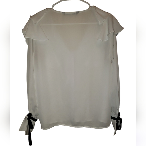 Zara Women Ivory Long Sleeve Blouse - Picture 8 of 10